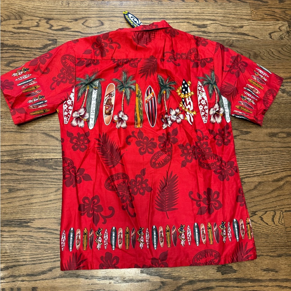 Palmwave Red Hawaiian Surfboard Print Men’s Shirt – Size Medium – NWT - Picture 2 of 5